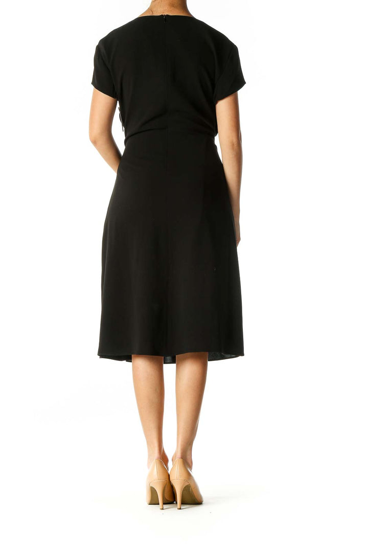 Black Solid Casual Fit & Flare Dress