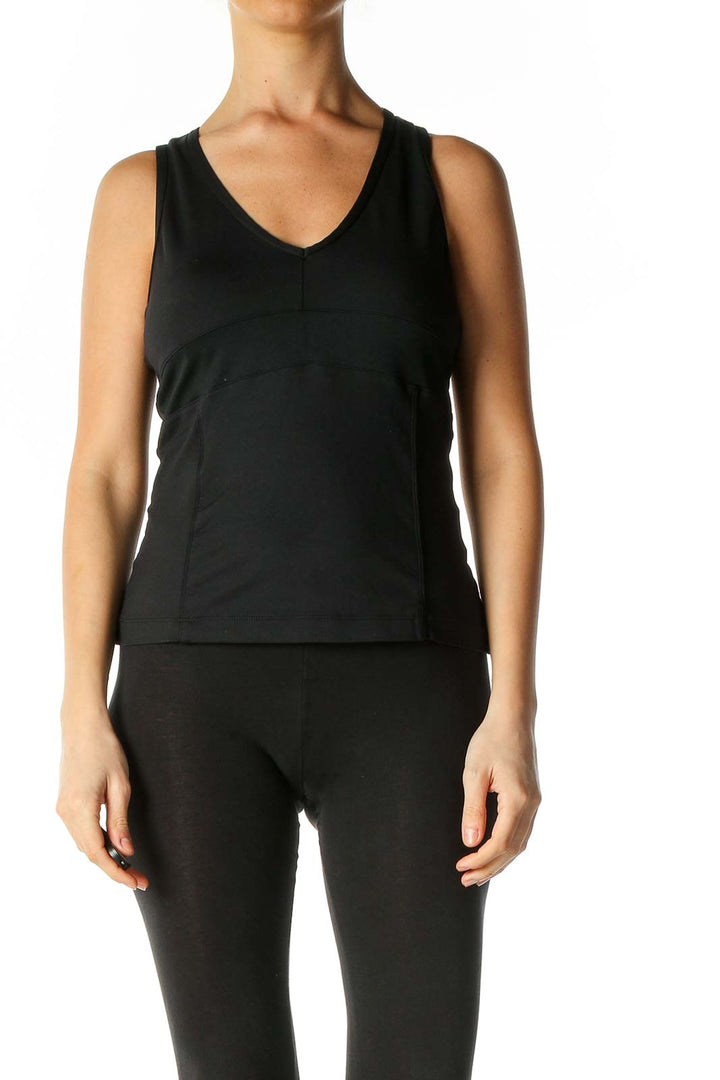 Black Solid All Day Wear Tank Top