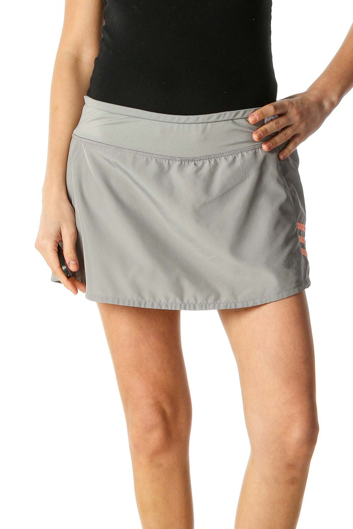 Gray Solid Activewear Mini Skirt