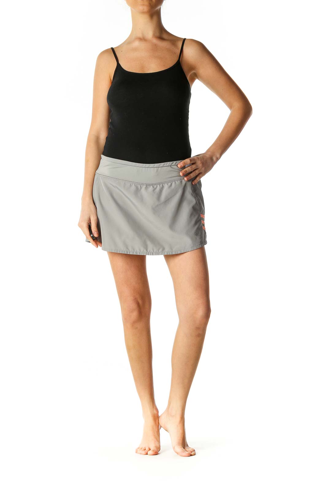 Gray Solid Activewear Mini Skirt