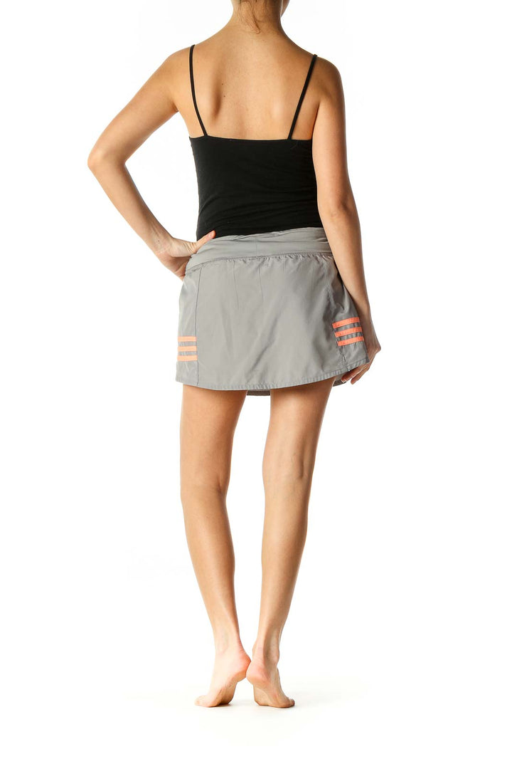 Gray Solid Activewear Mini Skirt