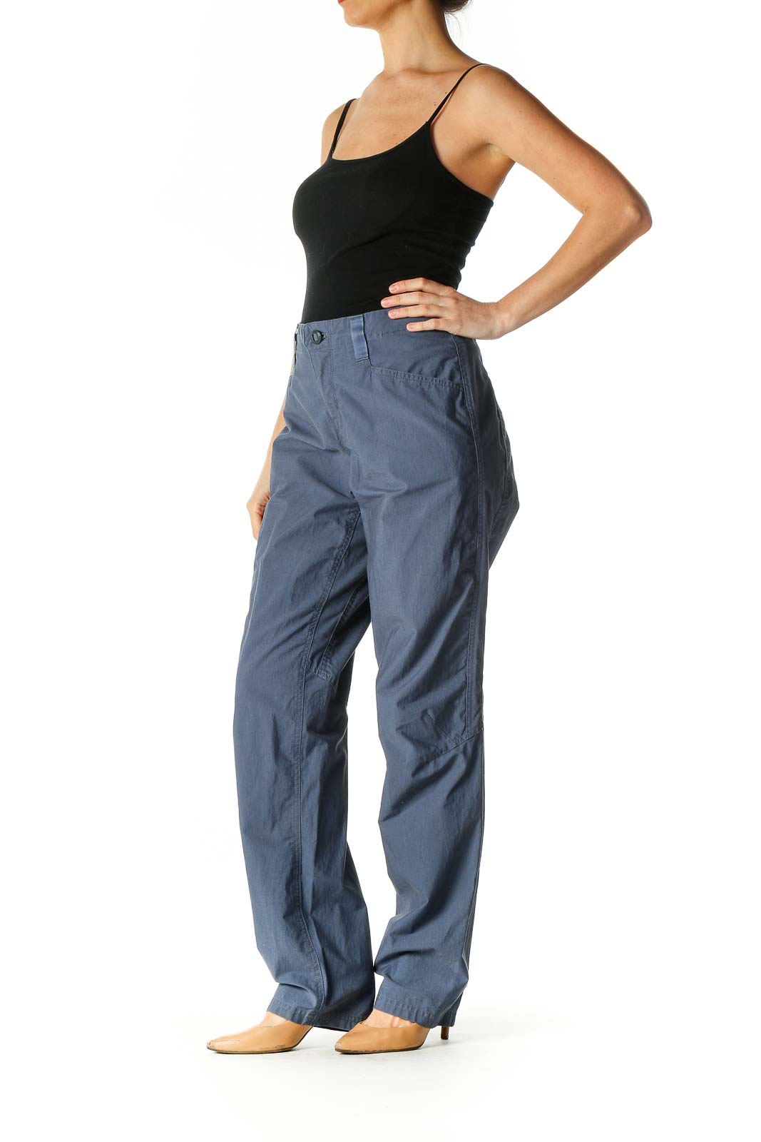 Gray Solid Activewear Pants