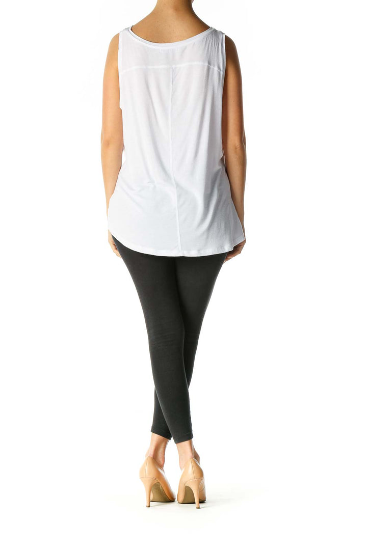 White Solid Casual Tank Top