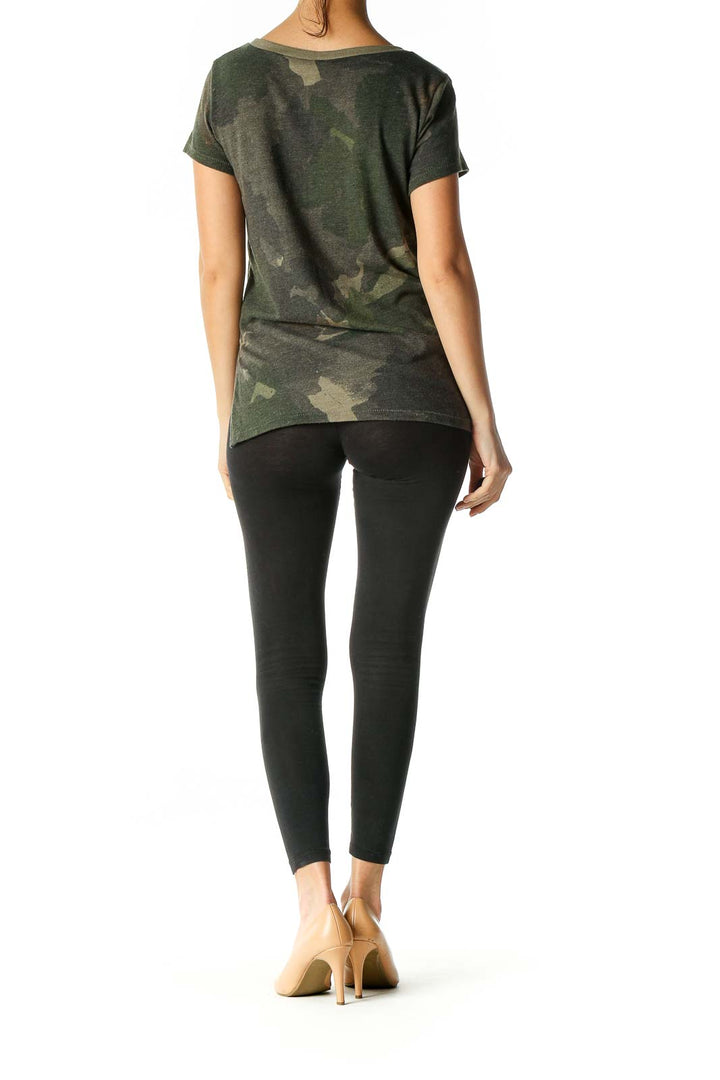 Green Camouflage Print All Day Wear T-Shirt