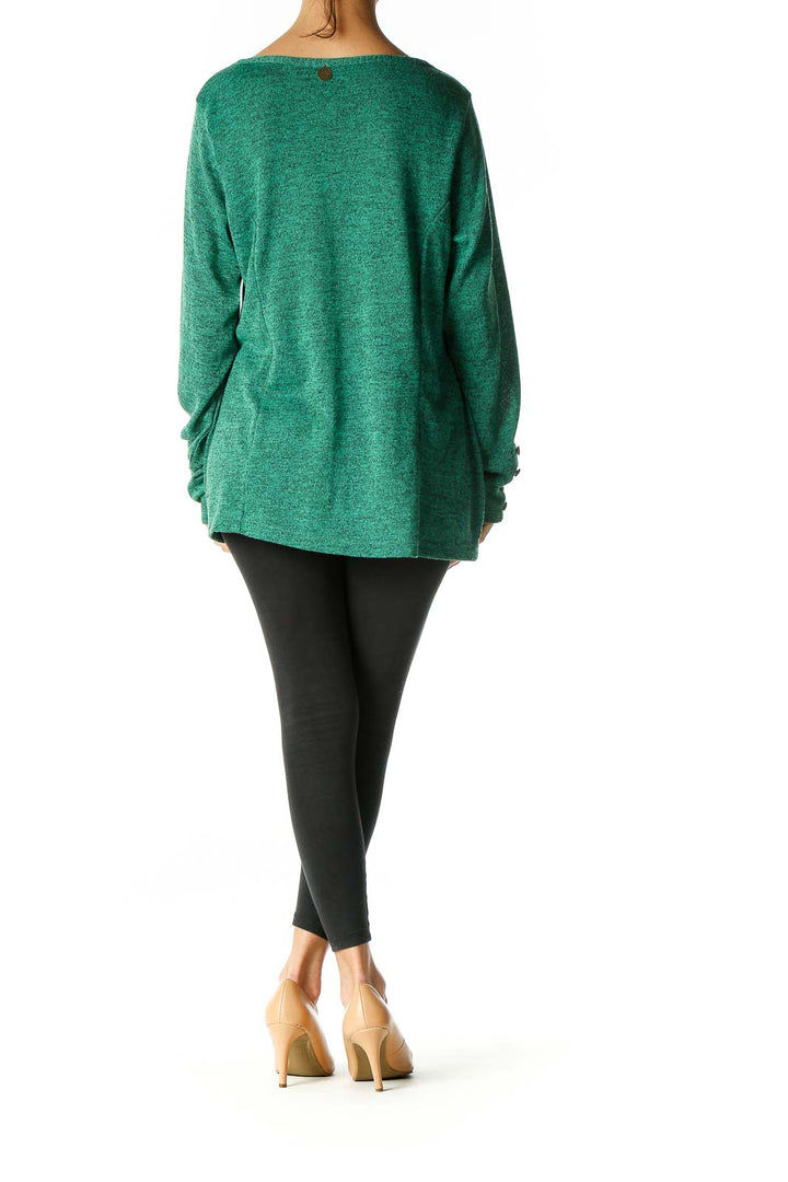 Green Textured Casual Blouse