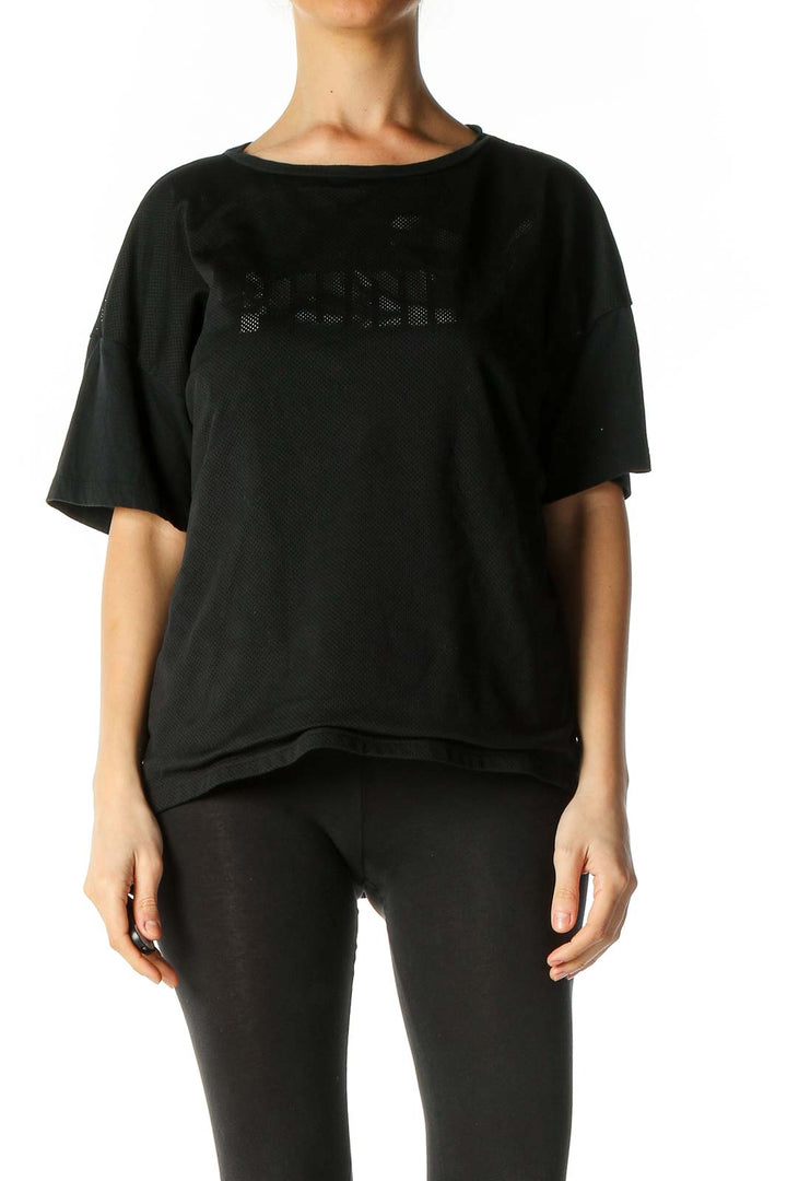 Black Solid Activewear T-Shirt