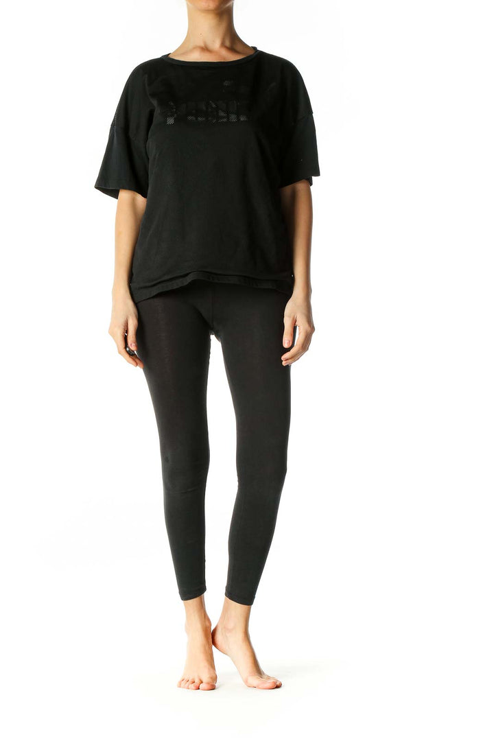 Black Solid Activewear T-Shirt