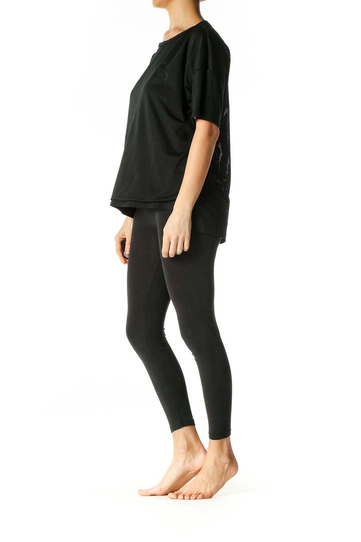 Black Solid Activewear T-Shirt