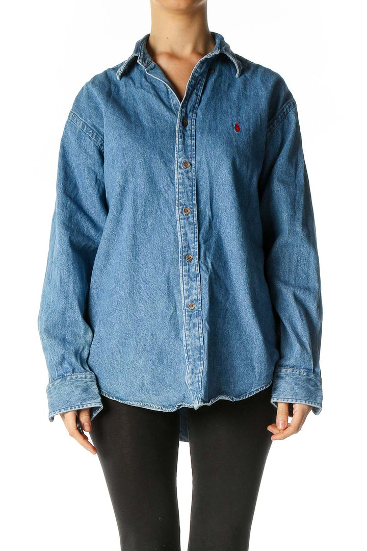 Blue Solid Casual Shirt