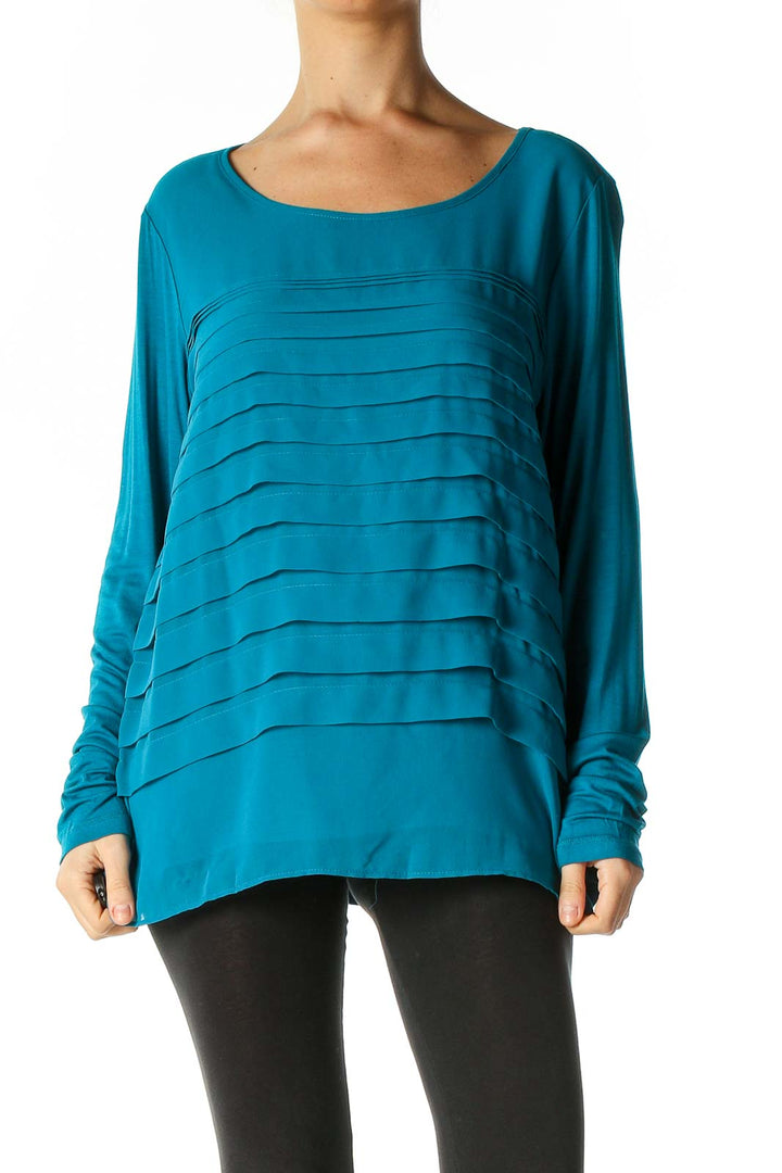 Blue Solid Casual Blouse