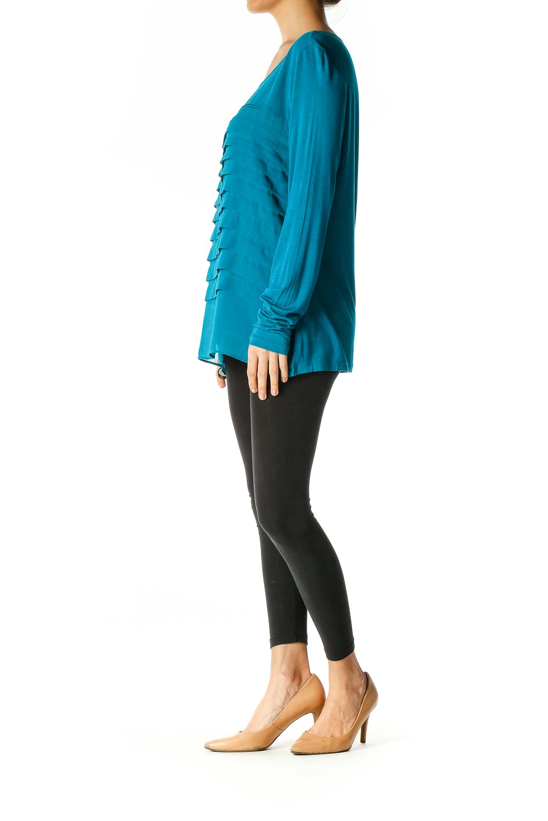 Blue Solid Casual Blouse