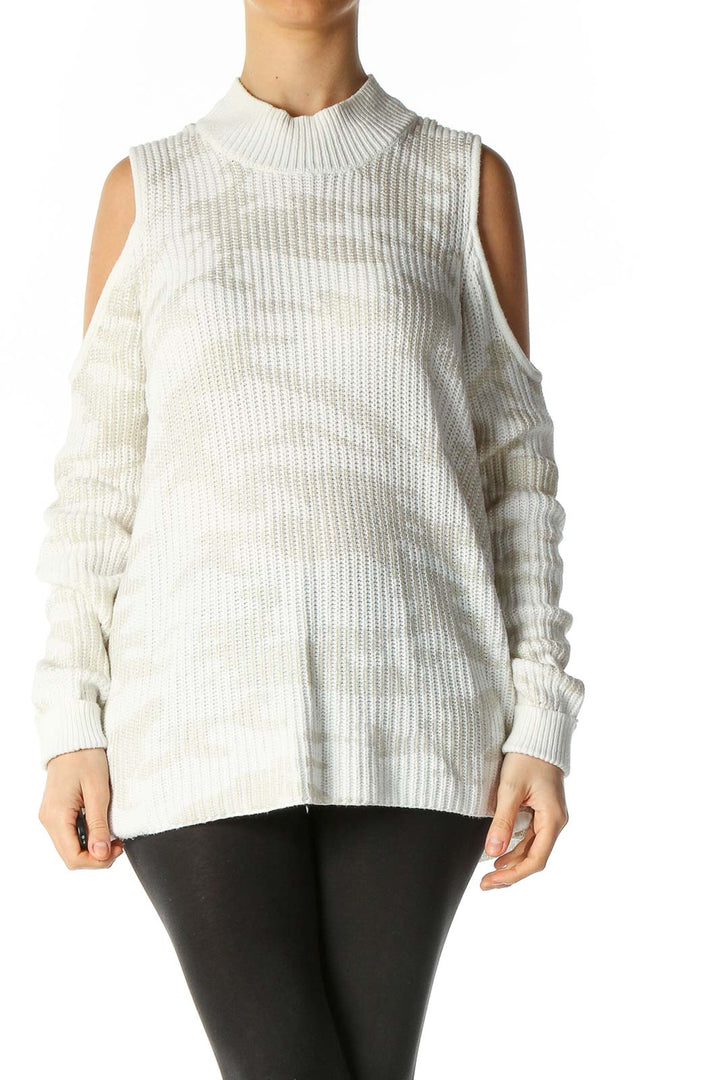 White Textured Semiformal Sweater