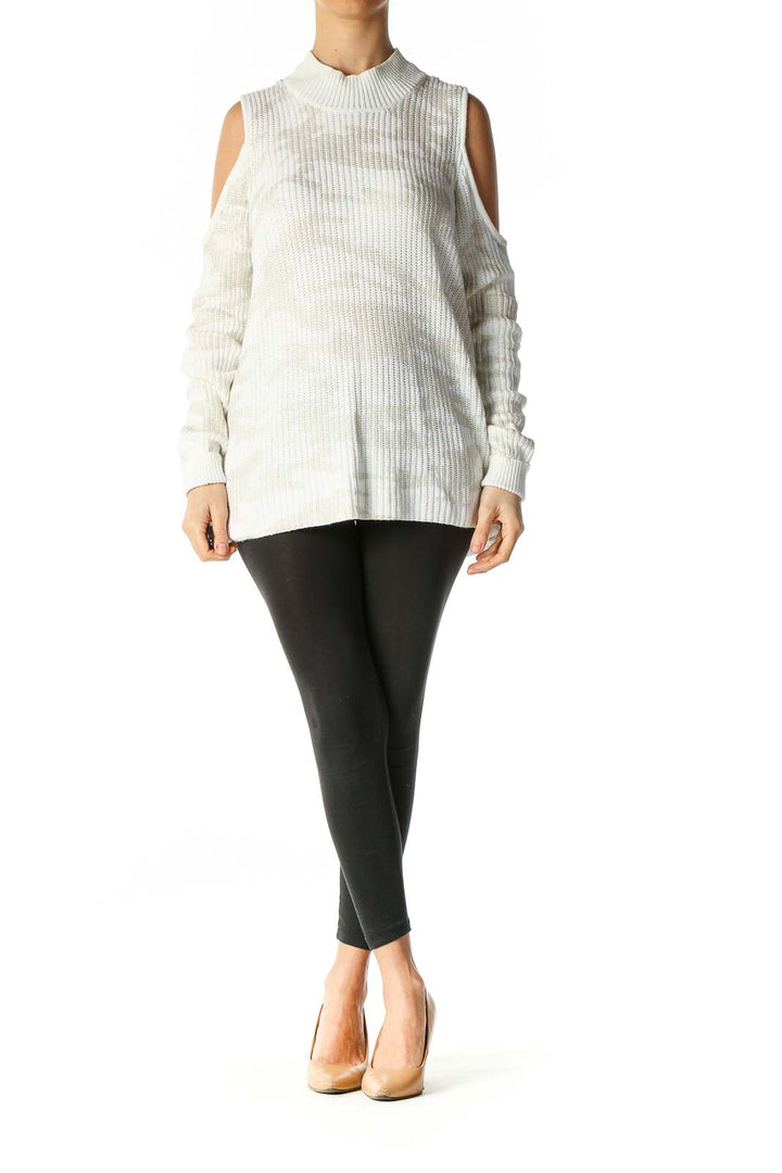 White Textured Semiformal Sweater