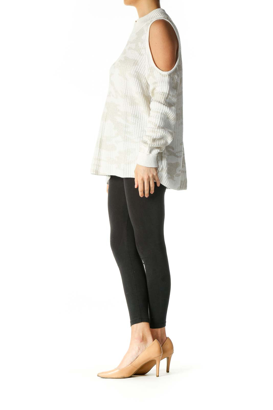 White Textured Semiformal Sweater