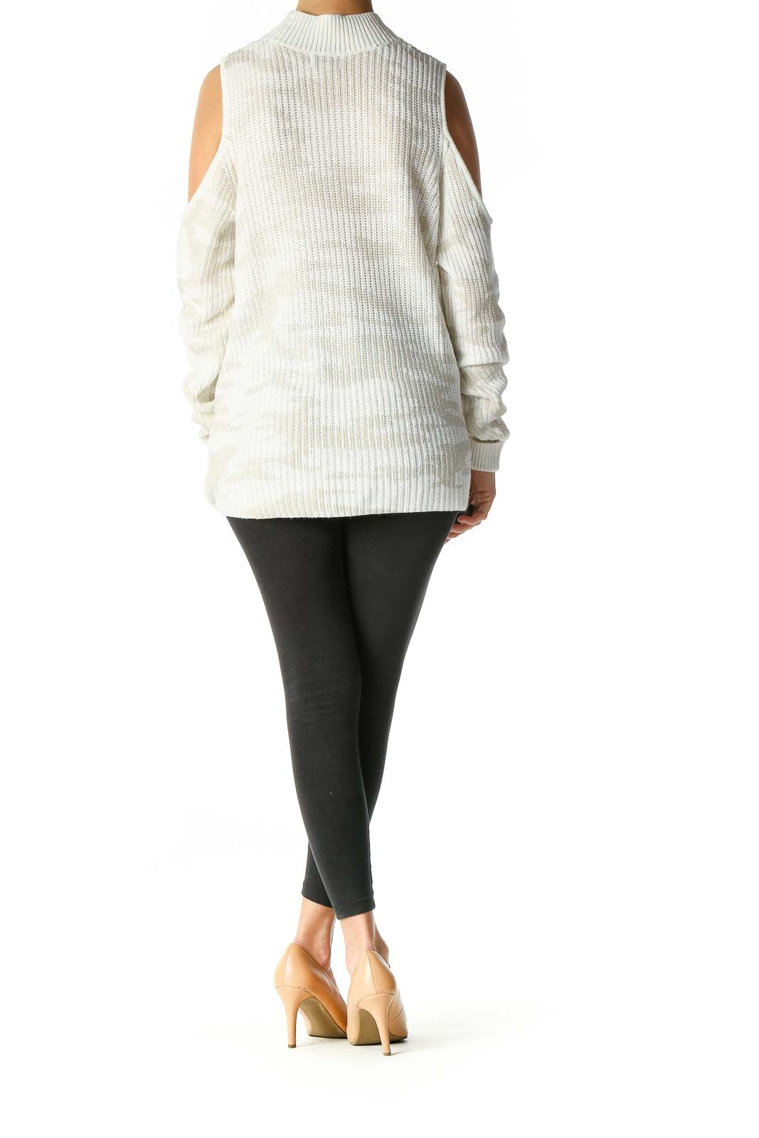 White Textured Semiformal Sweater