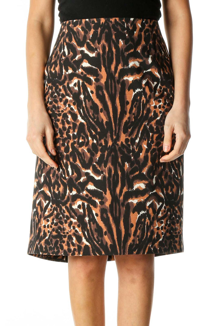 Black Animal Print Holiday Pencil Skirt