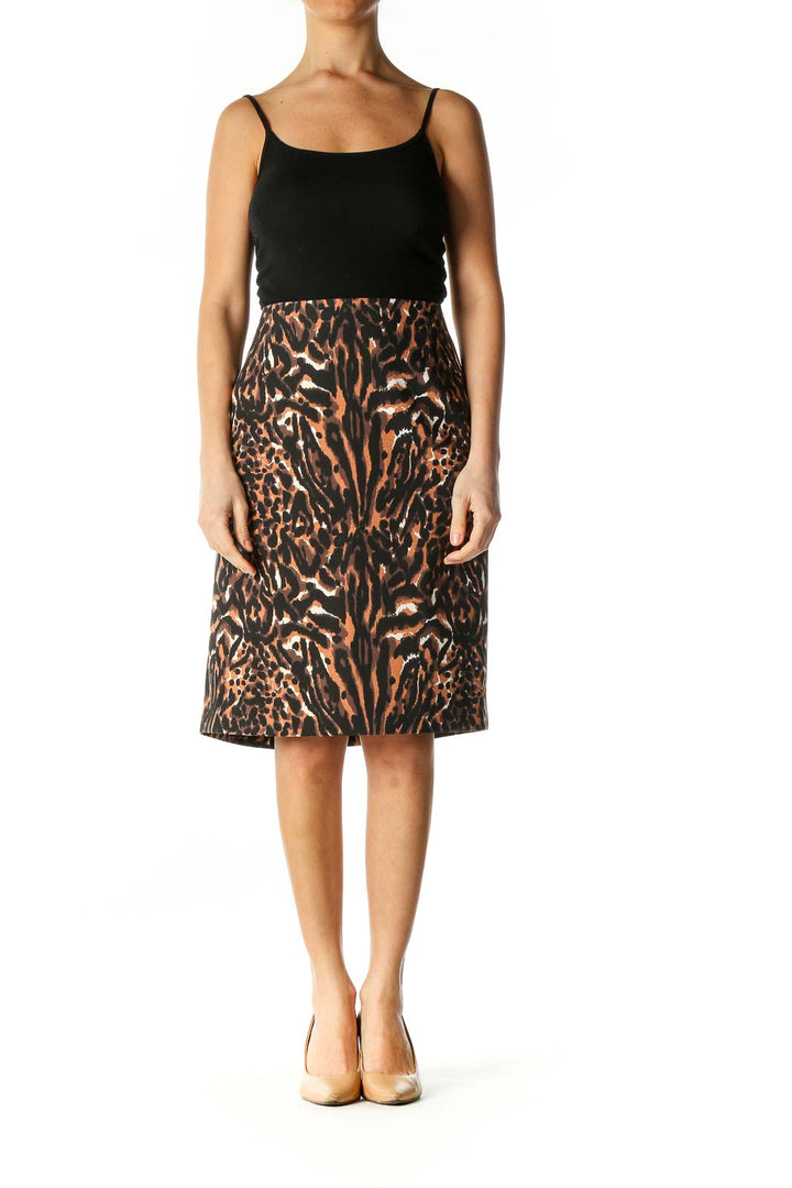 Black Animal Print Holiday Pencil Skirt