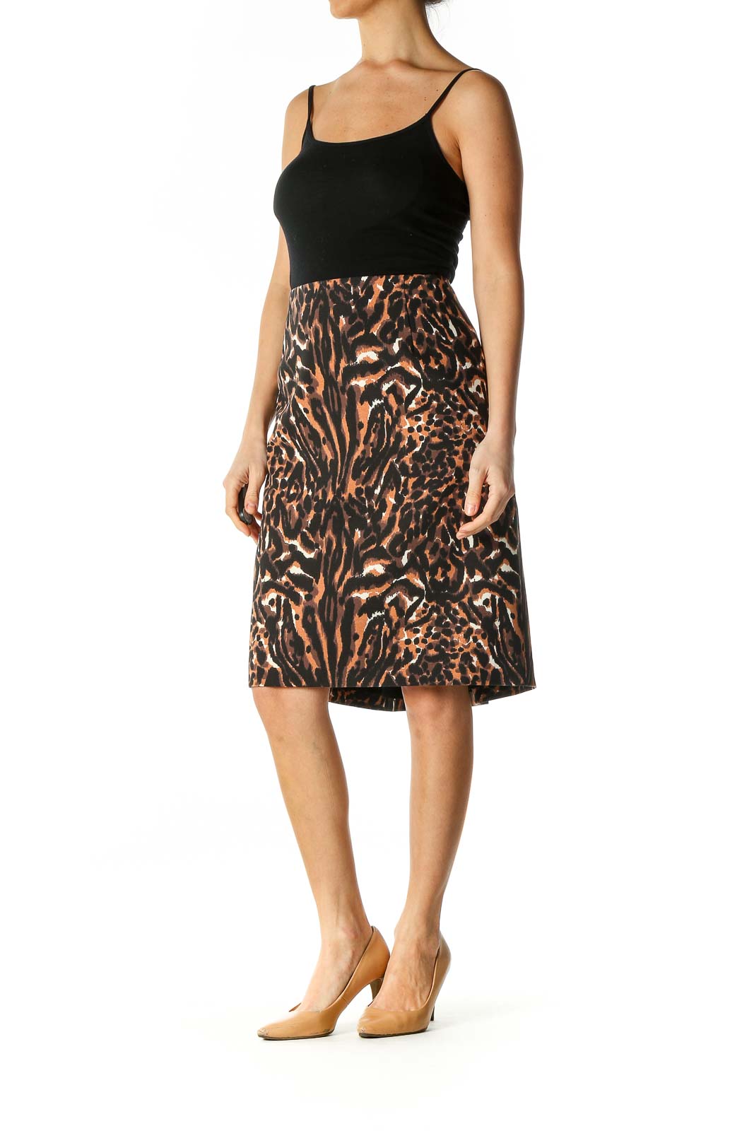 Black Animal Print Holiday Pencil Skirt