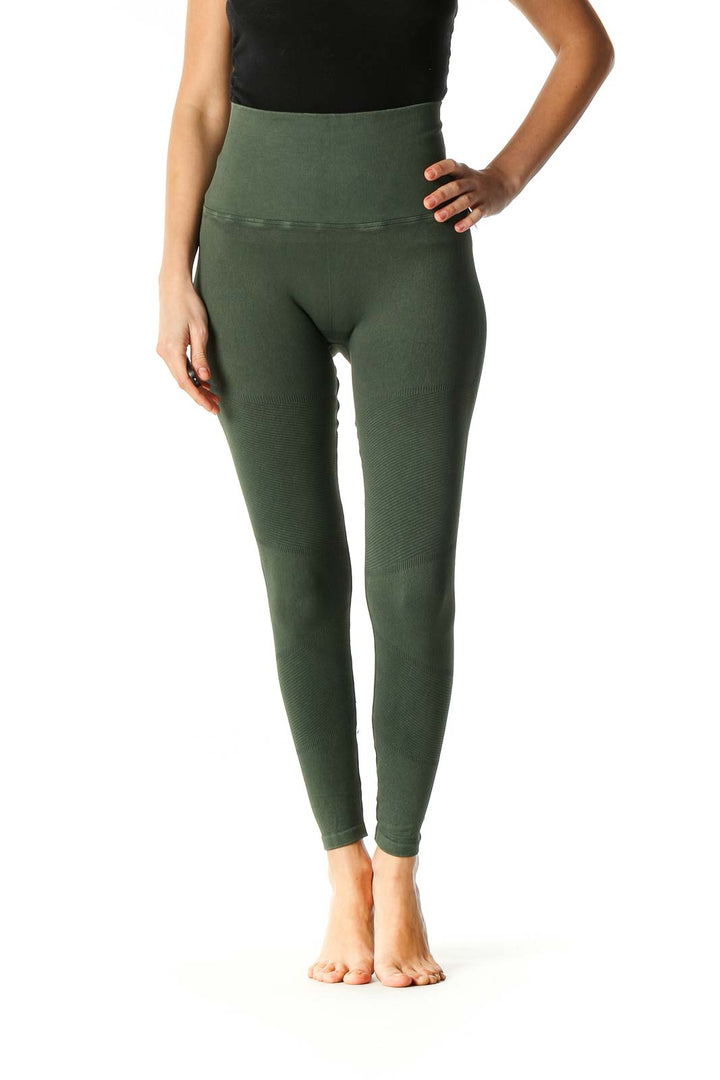 Green Solid Activewear Leggings