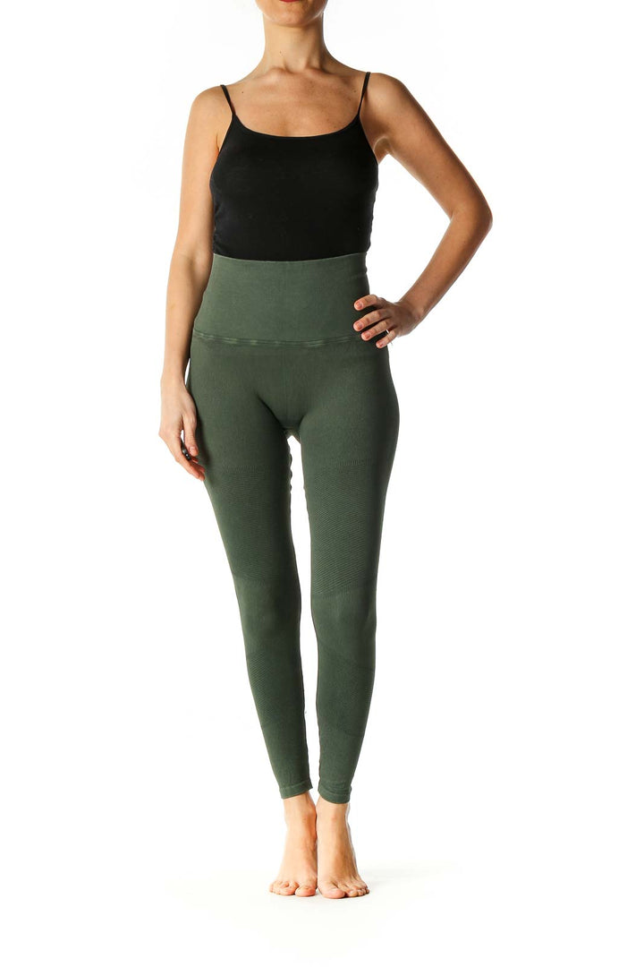 Green Solid Activewear Leggings