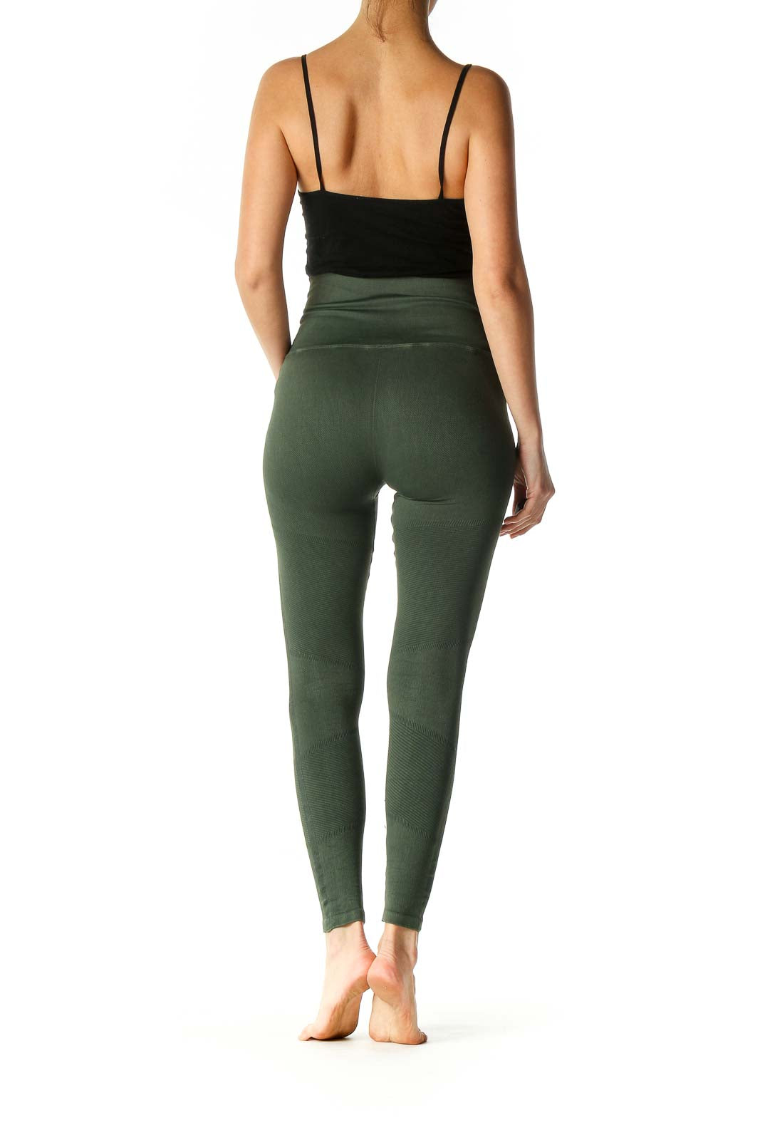 Green Solid Activewear Leggings