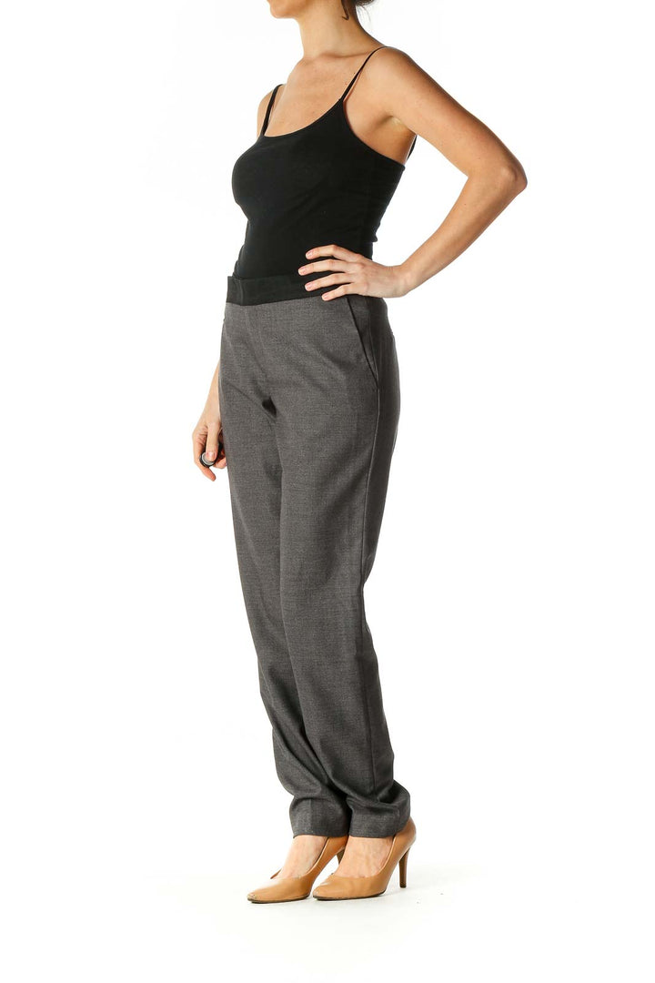 Gray Textured Casual Trousers