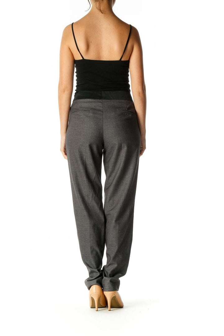 Gray Textured Casual Trousers