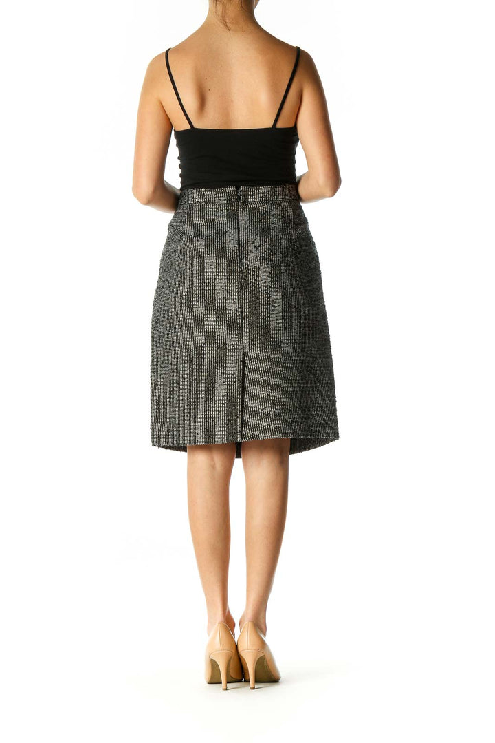 Black Textured Classic A-Line Skirt