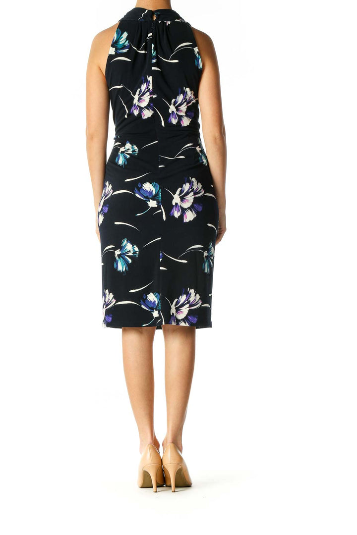 Blue Floral Print Holiday Shift Dress