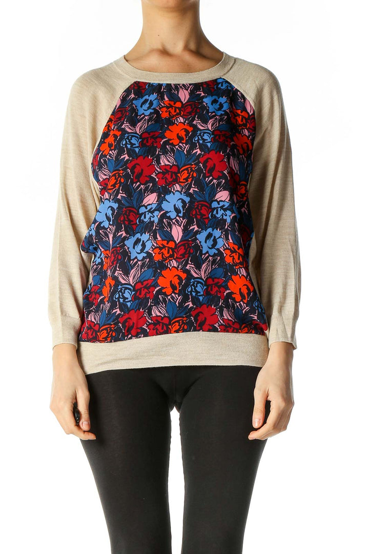 Blue Graphic Print Casual Blouse