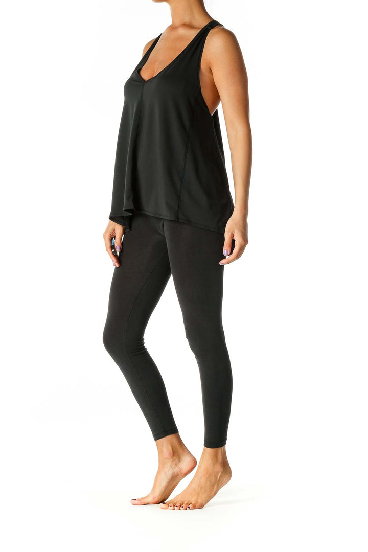 Black Solid Activewear Tank Top