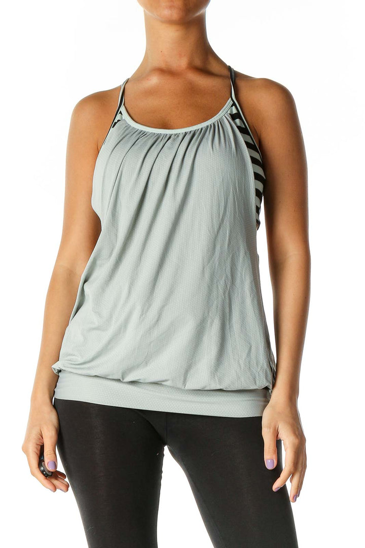 Gray Solid Activewear Tank Top