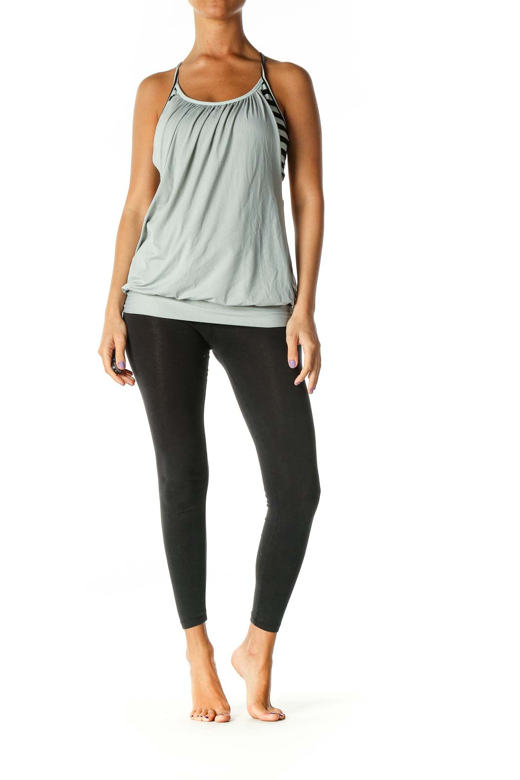 Gray Solid Activewear Tank Top