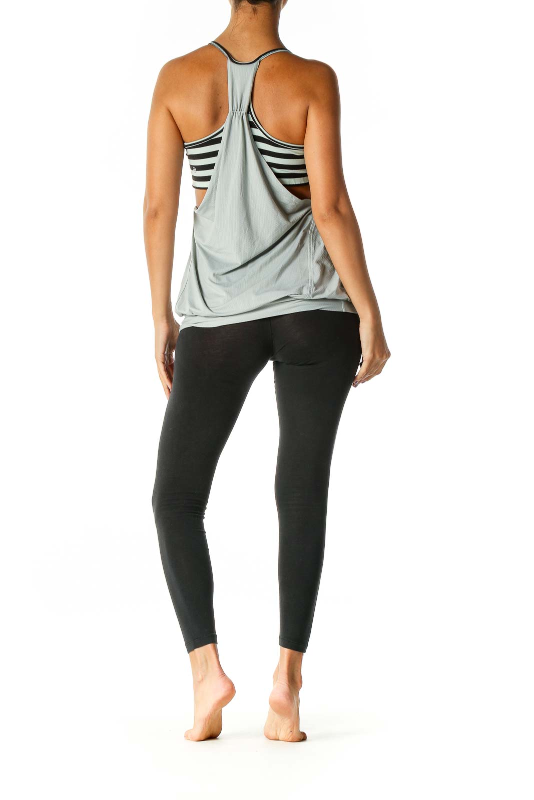 Gray Solid Activewear Tank Top