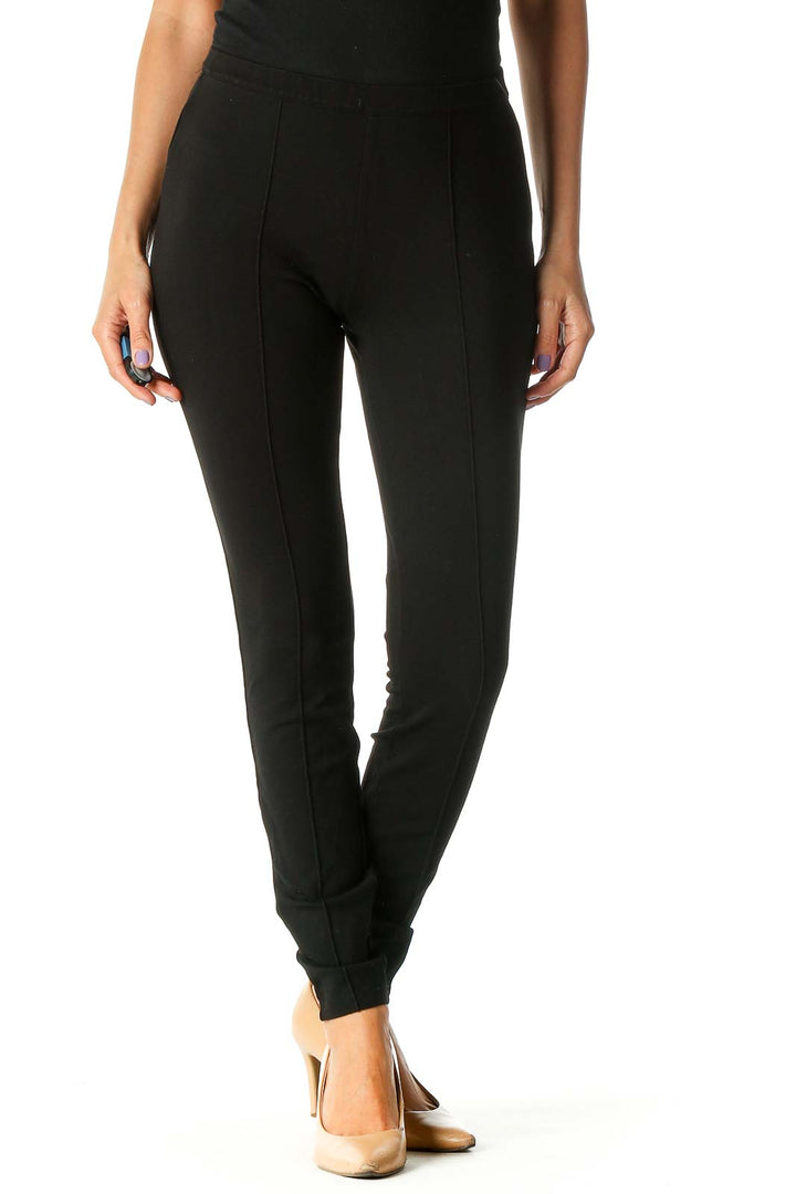 Black Solid Casual Leggings