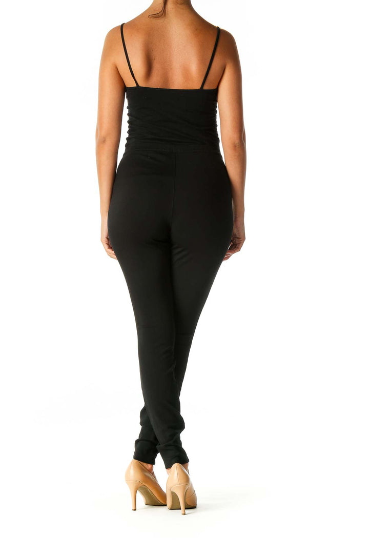 Black Solid Casual Leggings