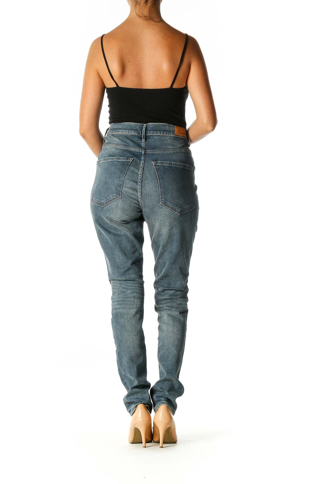 Blue Casual Straight Leg Jeans