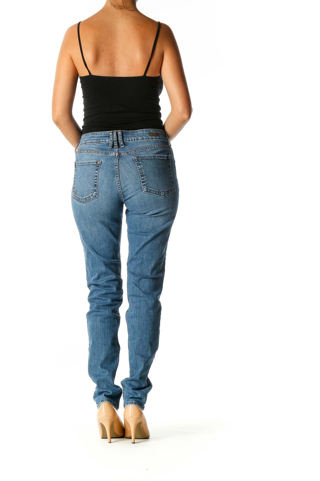 Blue Casual Straight Leg Jeans