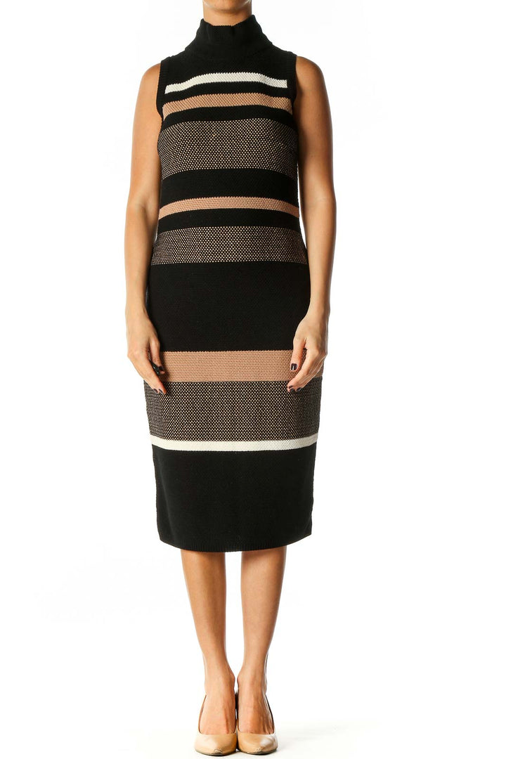 Black Striped Day Sheath Dress