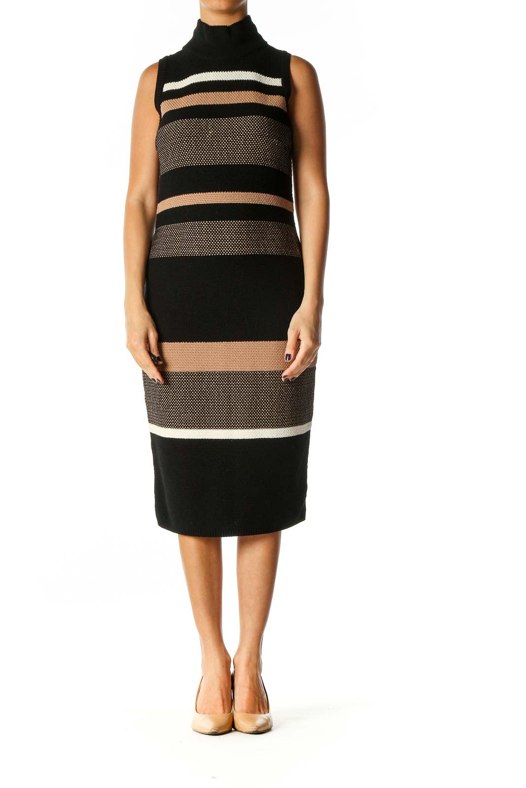 Black Striped Day Sheath Dress