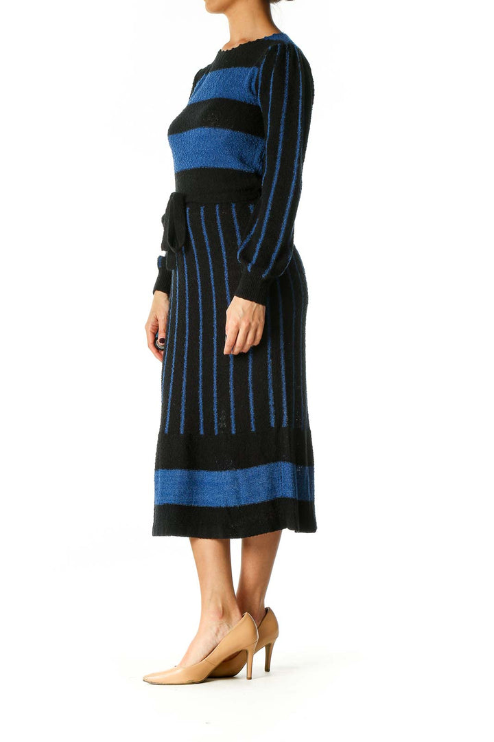 Black Striped Casual Shift Dress