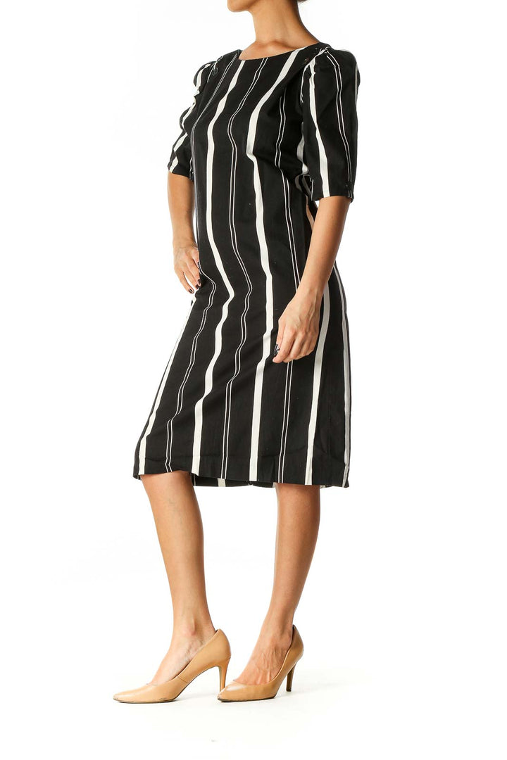 Black Striped Retro Shift Dress