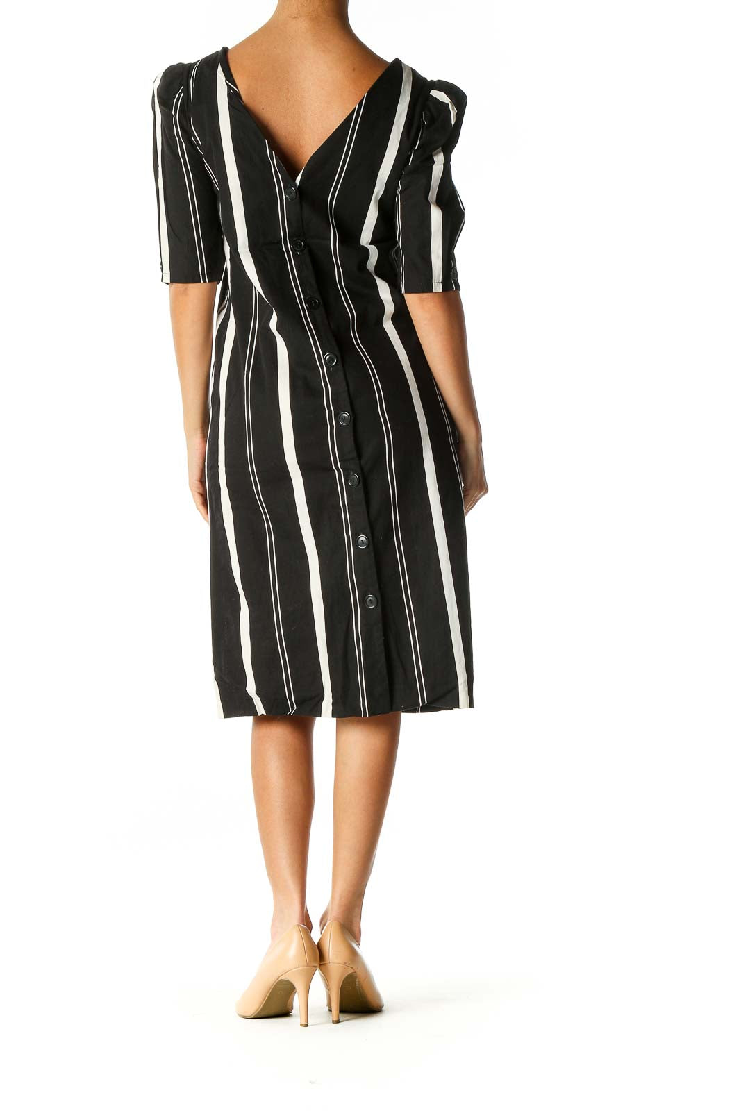 Black Striped Retro Shift Dress