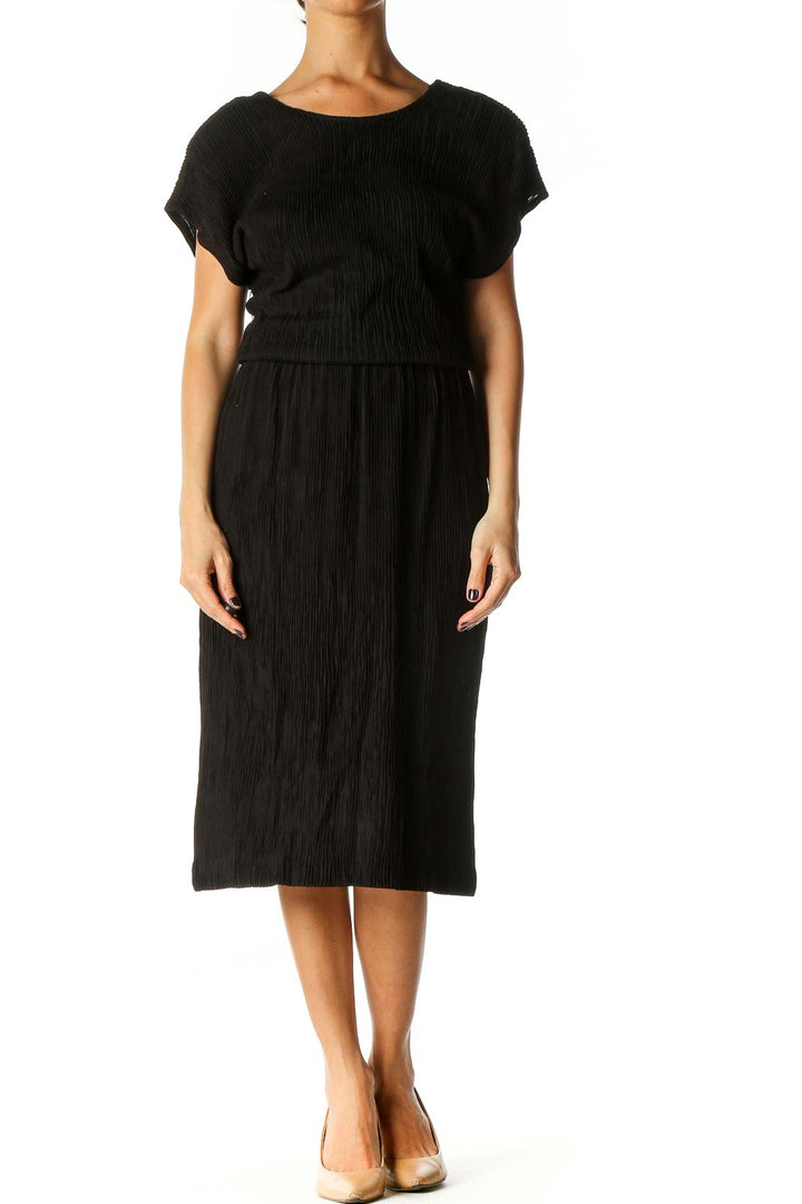 Black Solid Casual Shift Dress