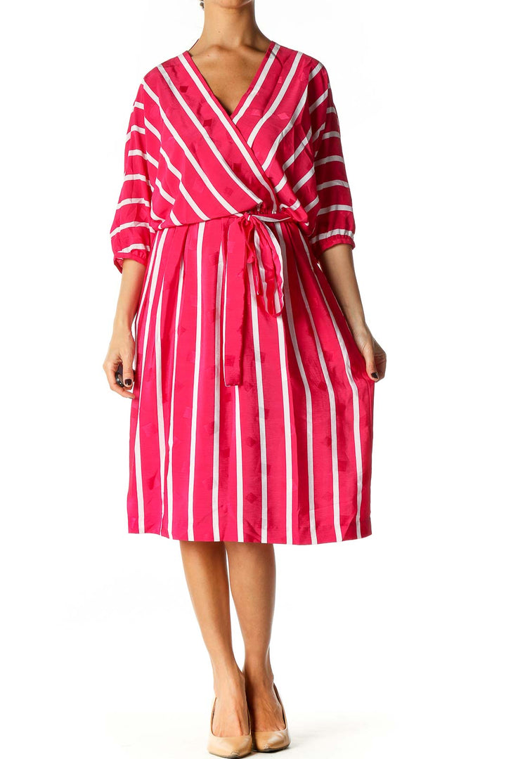 Pink Striped Retro Fit & Flare Dress