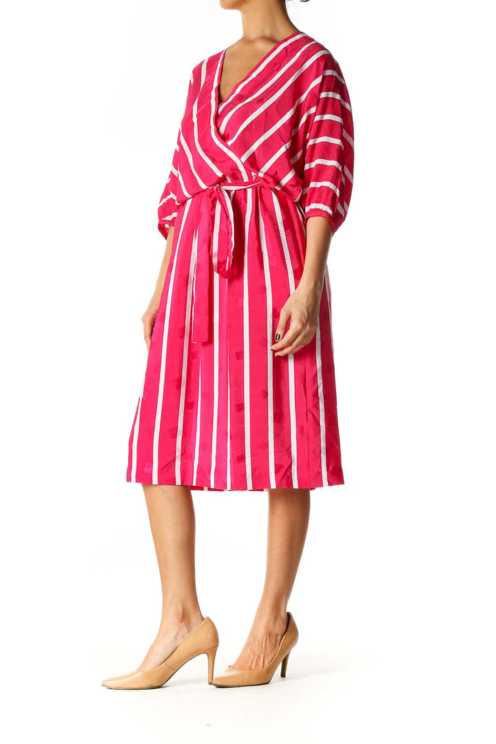 Pink Striped Retro Fit & Flare Dress