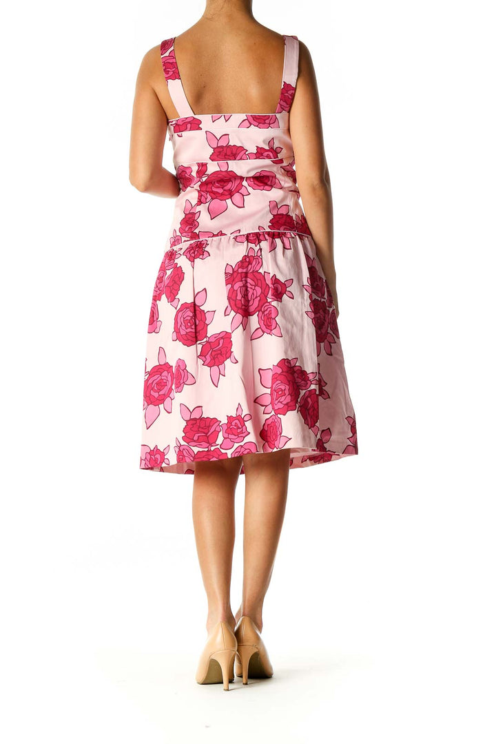 Pink Floral Print Casual Fit & Flare Dress