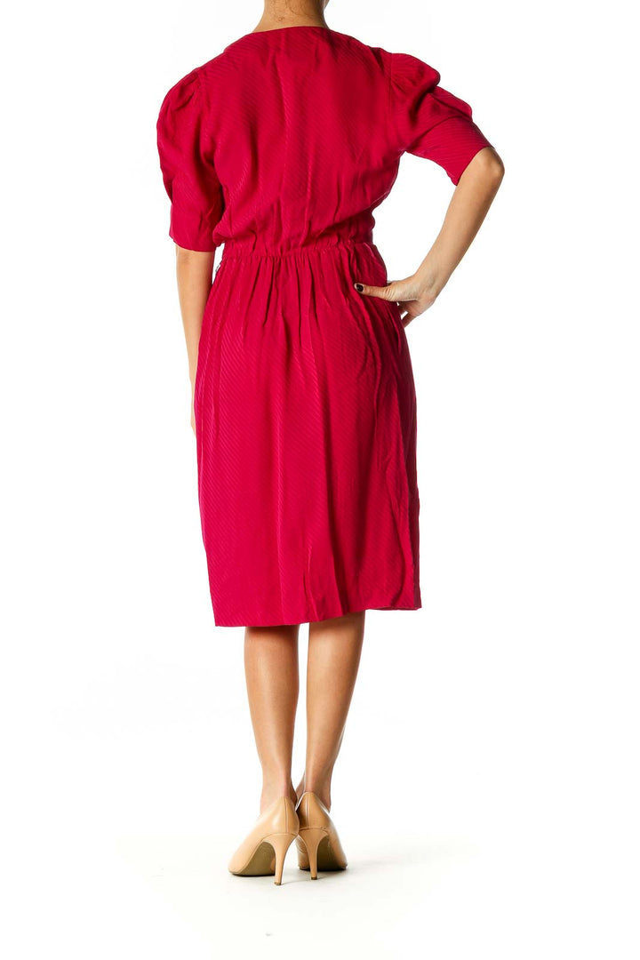 Red Solid Casual Fit & Flare Dress