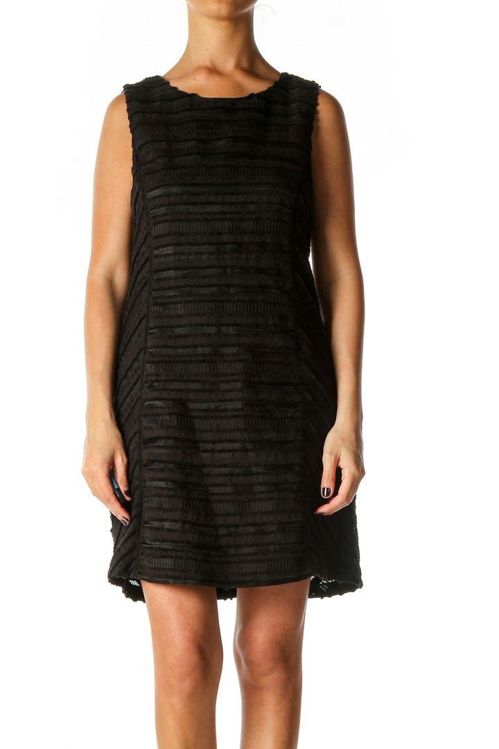 Black Solid Casual Shift Dress