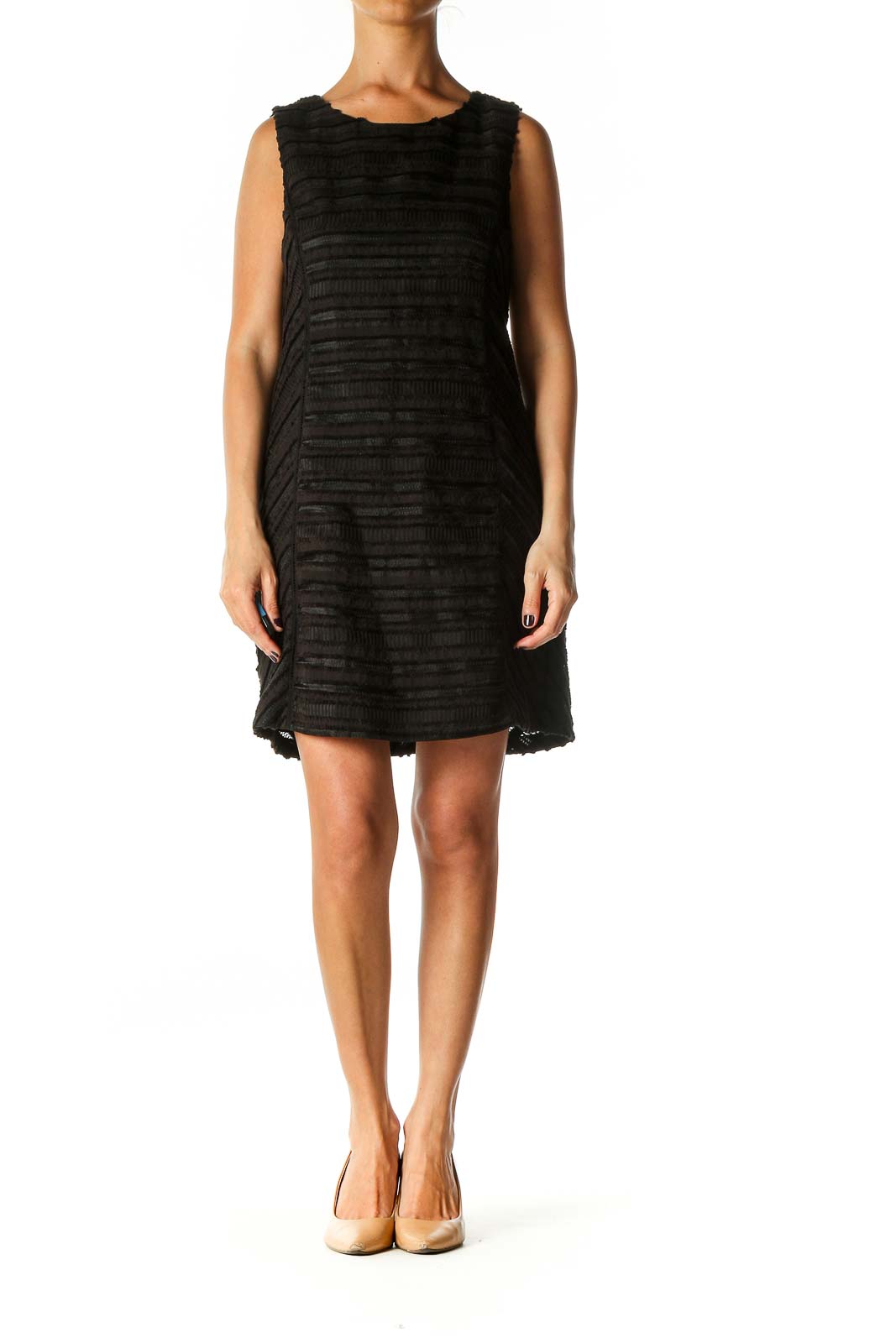 Black Solid Casual Shift Dress